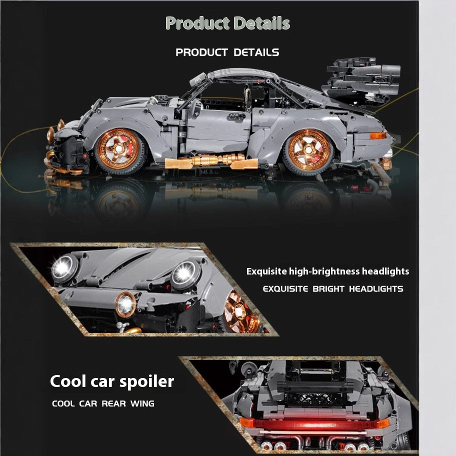 Cement Gray Sports Car Assembled Building Block Toys