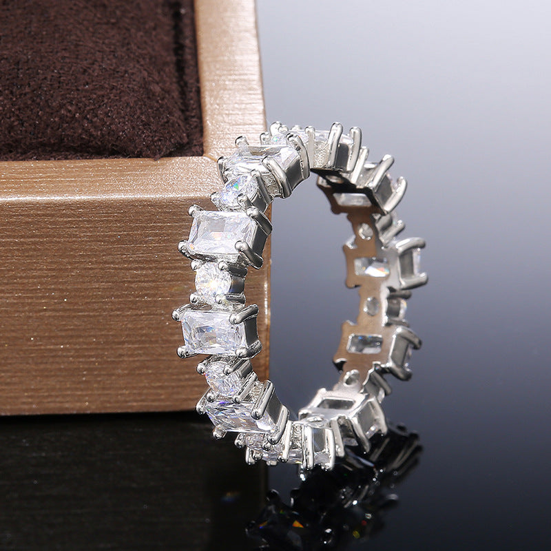 Exquisite Fashion Square Zircon Ladies Ring Cute Girls Index Finger Ring All-match Jewelry
