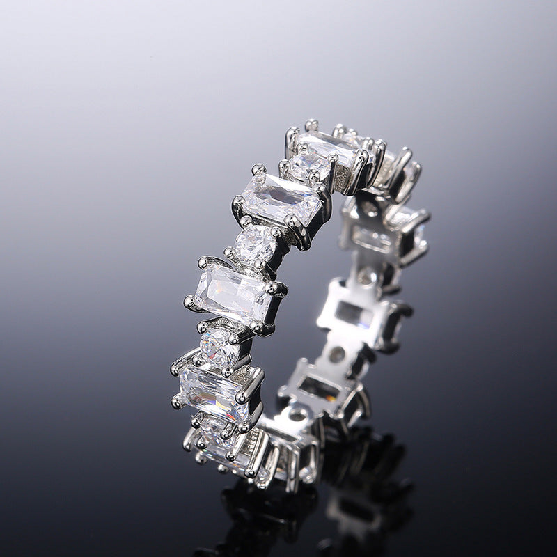 Exquisite Fashion Square Zircon Ladies Ring Cute Girls Index Finger Ring All-match Jewelry